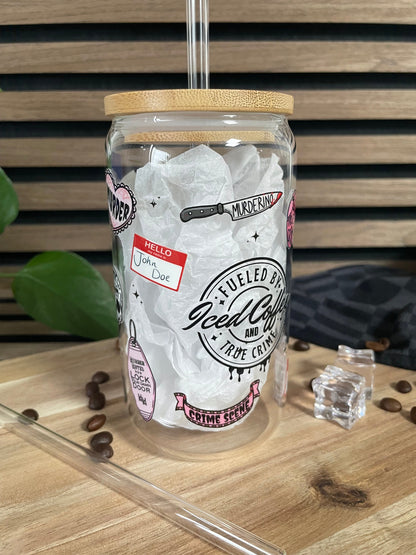 Trinkglas mit Bambusdeckel - True Crime